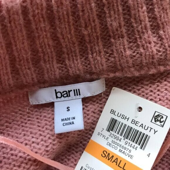 BAR III Pink V-neck Knit Sweater, NWT Small - Picture 6 of 6